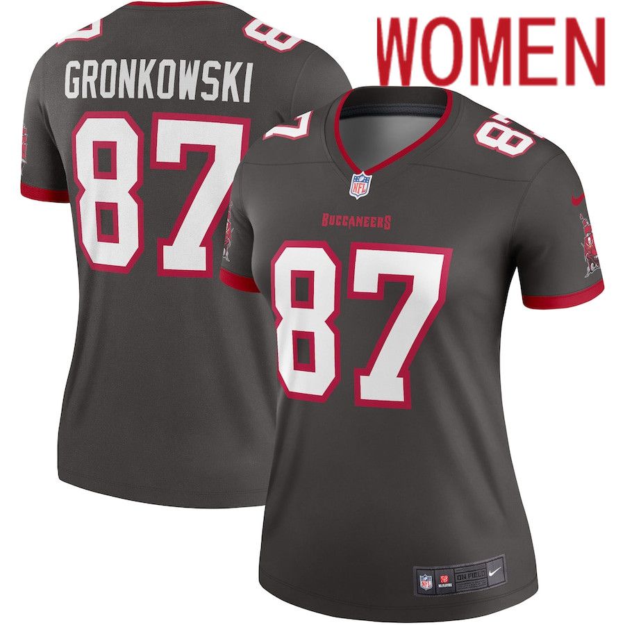 Women Tampa Bay Buccaneers #87 Rob Gronkowski Nike Pewter Alternate Legend NFL Jersey